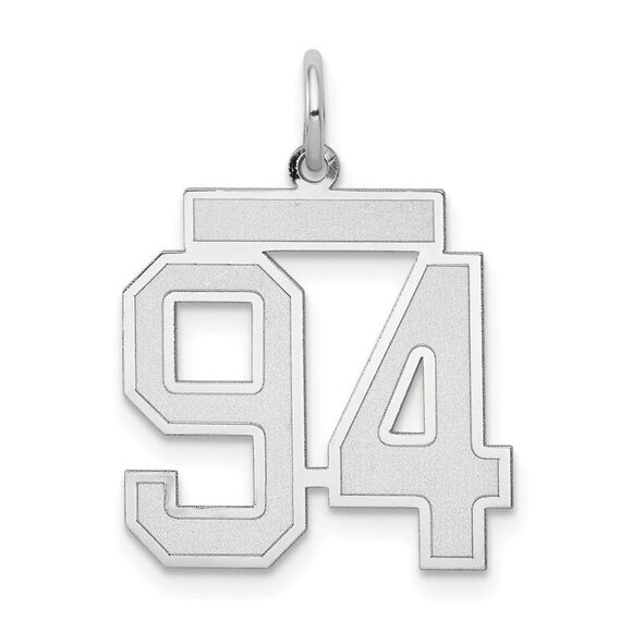 14k White Gold, Jersey Collection, Medium Number 94 Pendant
